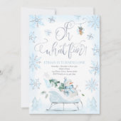 Oh What Fun Blue & Silver Winter Sleigh Birthday Kaart (Voorkant)