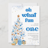 Oh what fun Blue tree christmas birthday  Kaart (Voorkant)