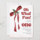 Oh what fun Bow christmas girl birthday  Kaart (Voorkant)
