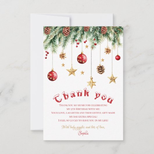 Oh What Fun Christmas Birthday Invitation Bedankkaart (Voorkant)