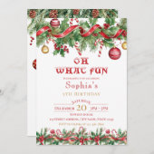 Oh What Fun Christmas Birthday Invitation Kaart (Voorkant / Achterkant)