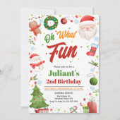 Oh What Fun Christmas Birthday Invitation Kaart (Voorkant)