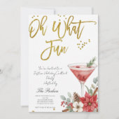 Oh What Fun Christmas Cocktail Party Invitation Kaart (Voorkant)