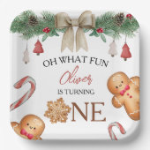 Oh What Fun Christmas Cookies 1st Birthday Papieren Bordje (Voorkant)