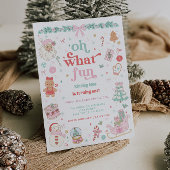 Oh What Fun Christmas First Birthday Invitation Kaart