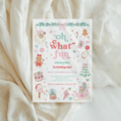 Oh What Fun Christmas First Birthday Invitation Kaart