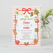 Oh what fun christmas kids birthday kaart (Staand voorkant)