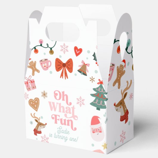 Oh What Fun Christmas Party Girl 1st Birthday  Bedankdoosjes (Geopend)