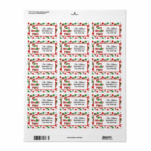 Oh What Fun Christmas Pickleball Party Holiday Etiket (Full Sheet)