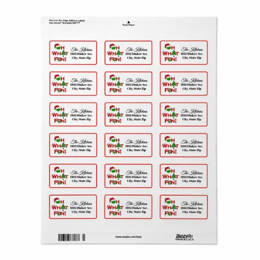 Oh What Fun Christmas Pickleball Party Holiday Etiket (Full Sheet)