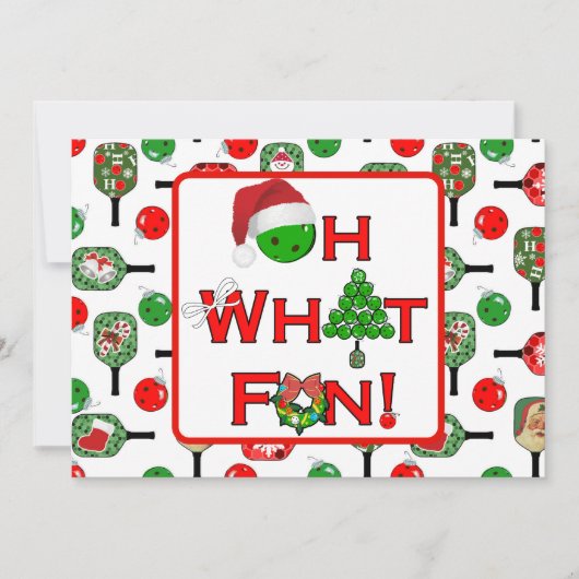 Oh What Fun Christmas Pickleball Party Holiday Feestdagenkaart (Voorkant)