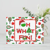 Oh What Fun Christmas Pickleball Party Holiday Feestdagenkaart (Staand voorkant)