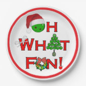 Oh What Fun Christmas Pickleball Party Supplies Papieren Bordje (Voorkant)