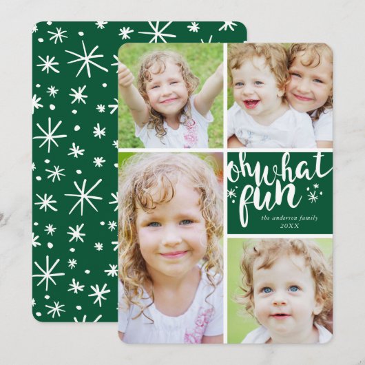 Oh What Fun Collage Holiday Photo Card Feestdagenkaart (Voorkant / Achterkant)