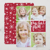 Oh What Fun Collage Holiday Photo Card Feestdagenkaart (Voorkant / Achterkant)