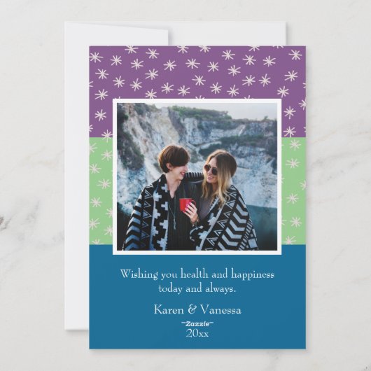 Oh What Fun Color Block kerstfoto Feestdagenkaart (Achterkant)