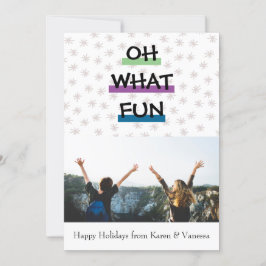 Oh What Fun Color Block kerstfoto Feestdagenkaart