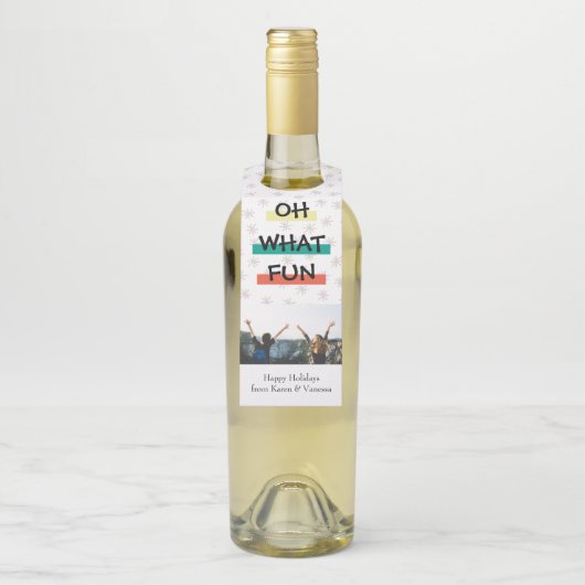 Oh What Fun Color Block kerstfoto Flessenhanger (Op fles)