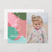 Oh What Fun Colorful Mod Kerstfoto Briefkaart (Voorkant / Achterkant)