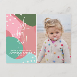 Oh What Fun Colorful Mod Kerstfoto Briefkaart