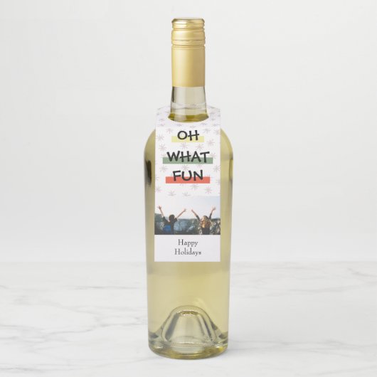 Oh What Fun Colour Block kerstfoto Bottle Label (Op fles)