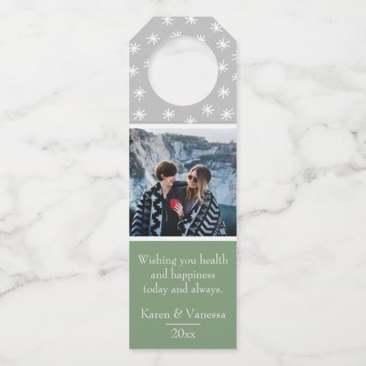 Oh What Fun Colour Block kerstfoto Bottle Label (Achterkant)