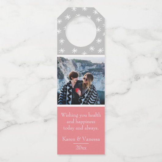 Oh What Fun Colour Block kerstfoto Bottle Label (Achterkant)