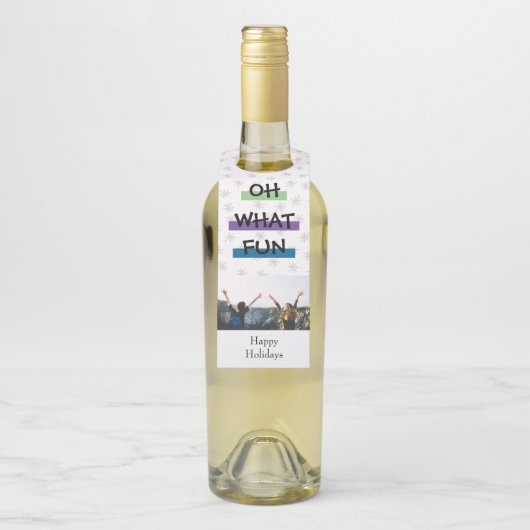 Oh What Fun Colour Block kerstfoto Bottle Label (Op fles)