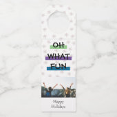Oh What Fun Colour Block kerstfoto Bottle Label (Voorkant)