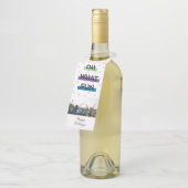Oh What Fun Colour Block kerstfoto Bottle Label (Schuin)