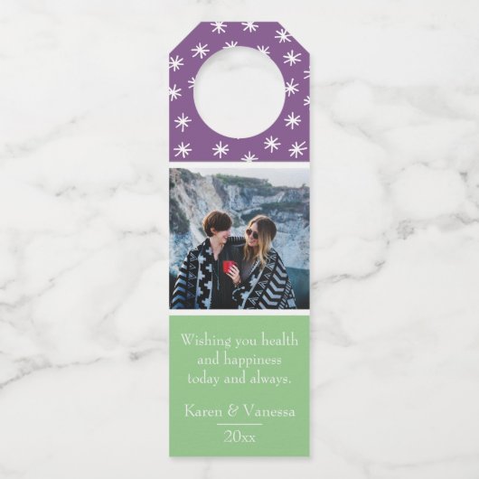 Oh What Fun Colour Block kerstfoto Bottle Label (Achterkant)