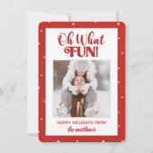 Oh What Fun Cute Script Foto Kerstmis Feestdagenkaart (Voorkant)