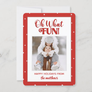 Oh What Fun Cute Script Foto Kerstmis Feestdagenkaart