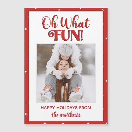 Oh What Fun Cute Script Fotokerstkaart (Voorkant)