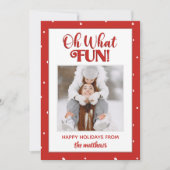 Oh What Fun Cute Script Fotokerstkaart (Voorkant)