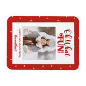 Oh What Fun Cute Script Fotokerstkaart Magneet (Horizontaal)