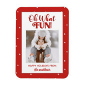 Oh What Fun Cute Script Fotokerstkaart Magneet (Verticaal)