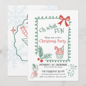Oh What Fun Doodle Christmas Cocktail Party  Kaart (Voorkant / Achterkant)