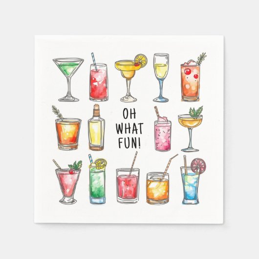 Oh What Fun Drink Doodles Christmas Cocktail Servet (Voorkant)