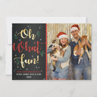Oh What Fun Family Kerstfeestay Foto Card Feestdagenkaart