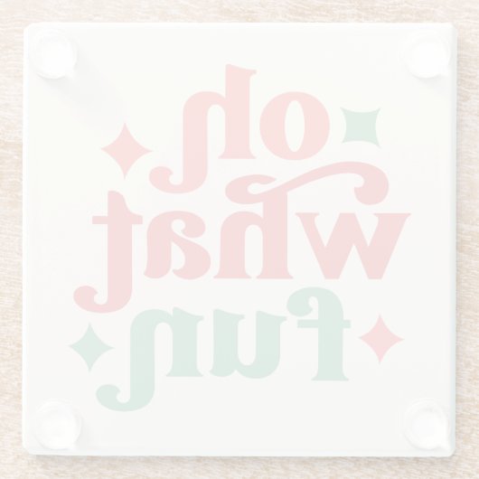 Oh What Fun - Feestelijke vakantietypografie Glazen Onderzetter (Achterkant)
