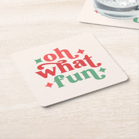 Oh What Fun - Feestelijke vakantietypografie Kartonnen Onderzetters (Schuin)