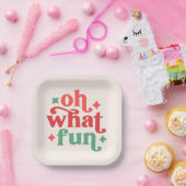 Oh What Fun - Feestelijke vakantietypografie Papieren Bordje (Feest)
