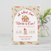 Oh what fun! first birthday invitation kaart (Staand voorkant)