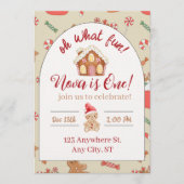 Oh what fun! first birthday invitation kaart (Voorkant)