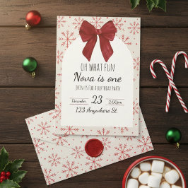 oh what fun! first birthday invitation kaart