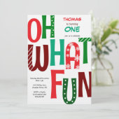 Oh what fun first birthday kaart (Staand voorkant)