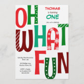 Oh what fun first birthday kaart (Voorkant)