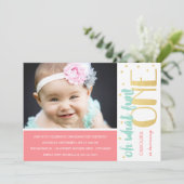 Oh What Fun First Birthday Photo Party Kaart (Staand voorkant)