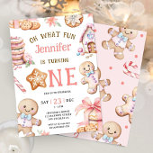 Oh What Fun | Gingerbread 1st Birthday Girl Kaart